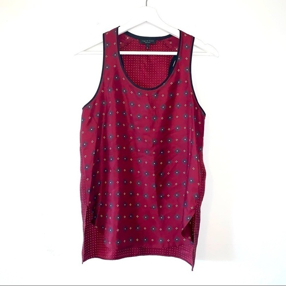 Rag & Bone Teddy Printed Tank in Cabernet Diamond - Picture 3 of 8